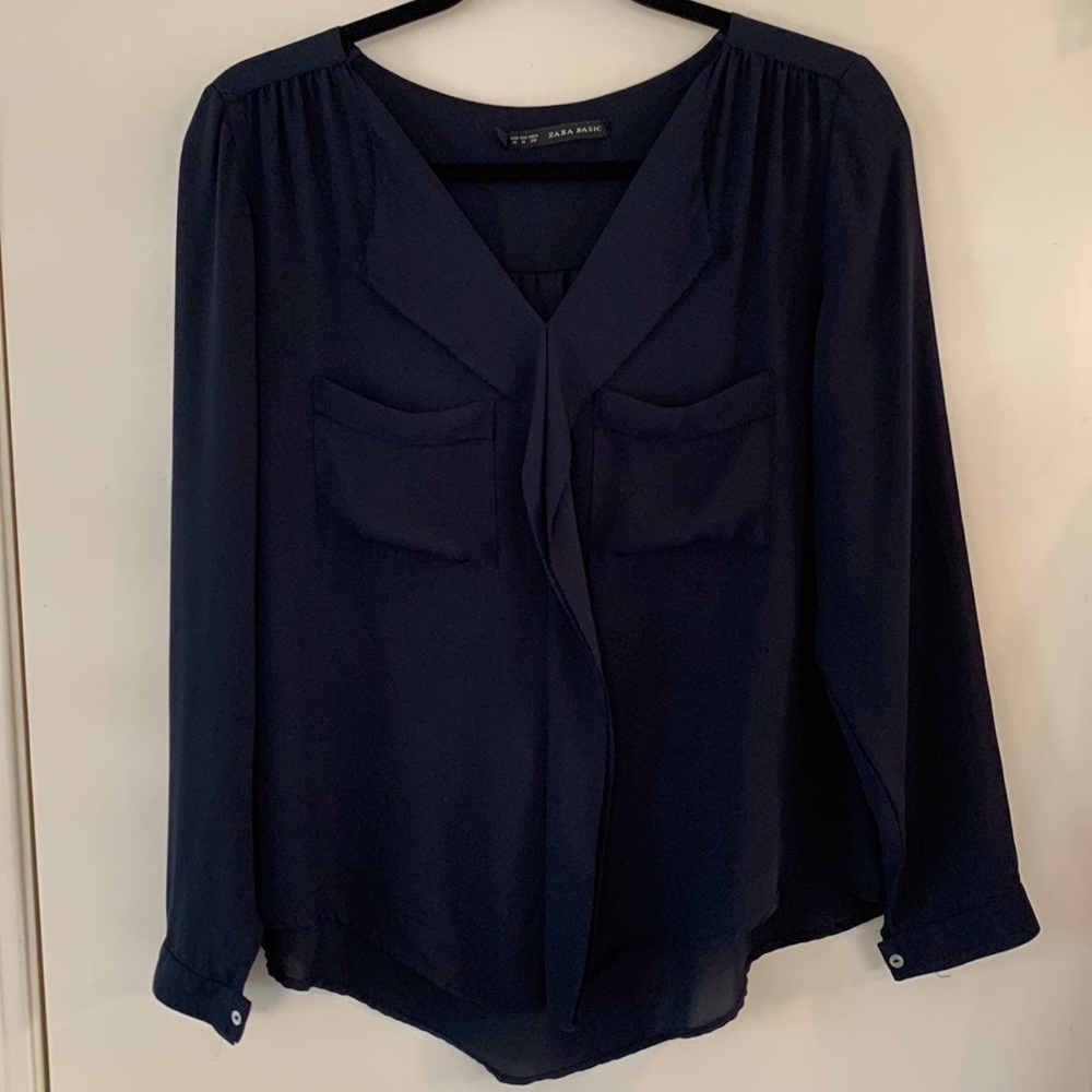 Zara blouse dark navy blue.